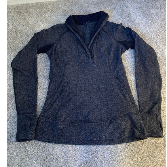 Lululemon Pullover 1/4 Zip Herringbone Black&White Long Sleeve Jacket Sz 4 - Picture 3 of 6
